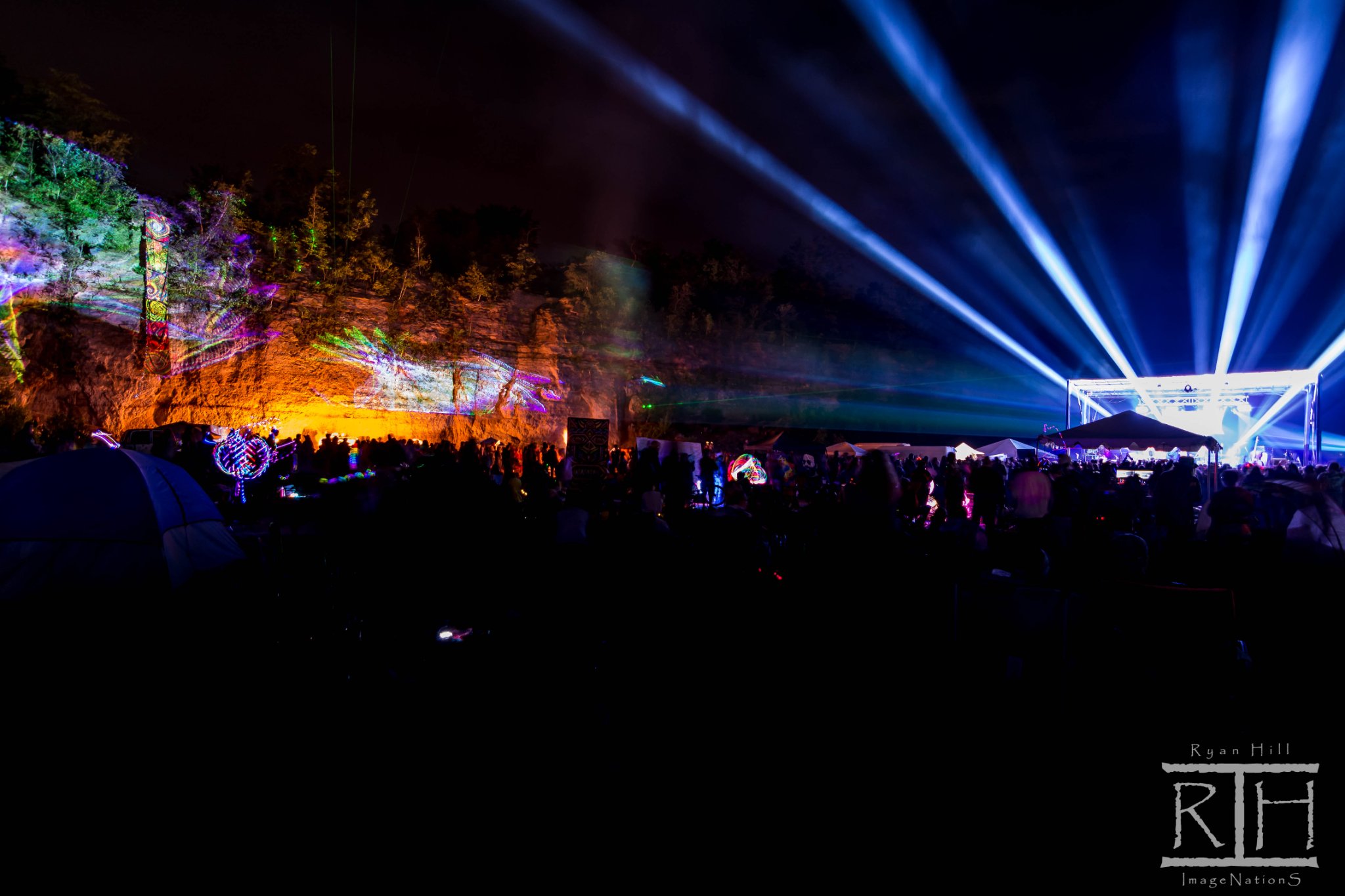 Pyro main stage at night